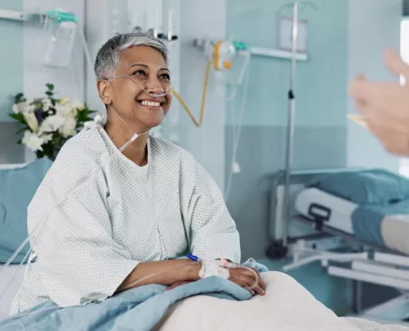 happy patient in hospital