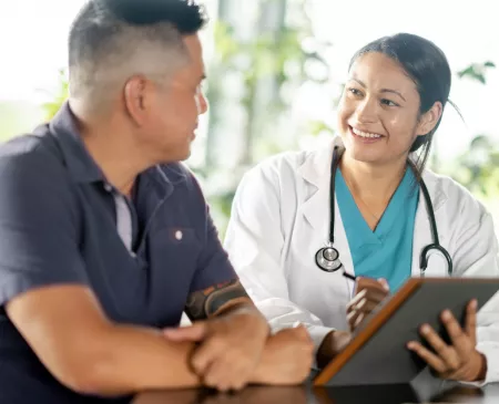 Native American doctor and patient