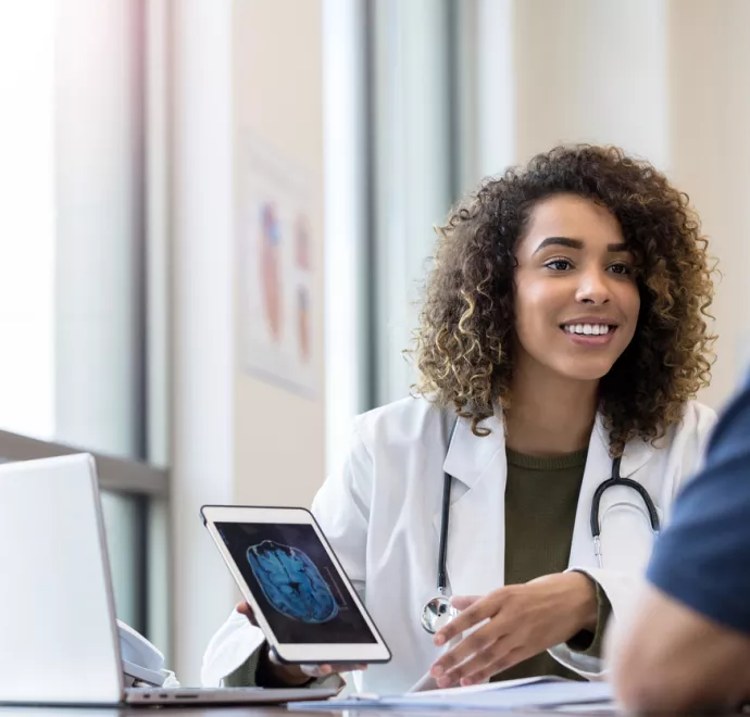 doctor using tablet