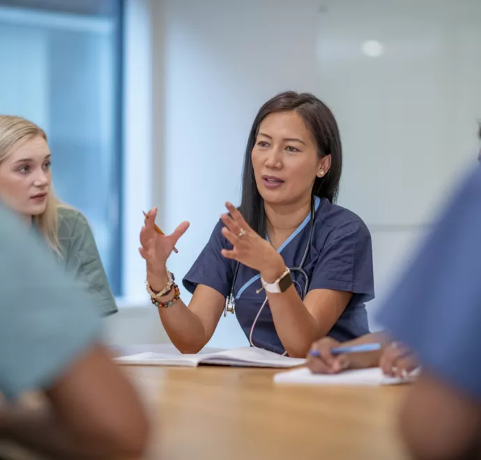 Group of medical professionals talking