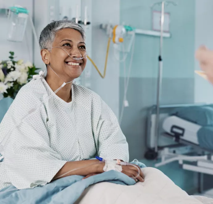 happy patient in hospital